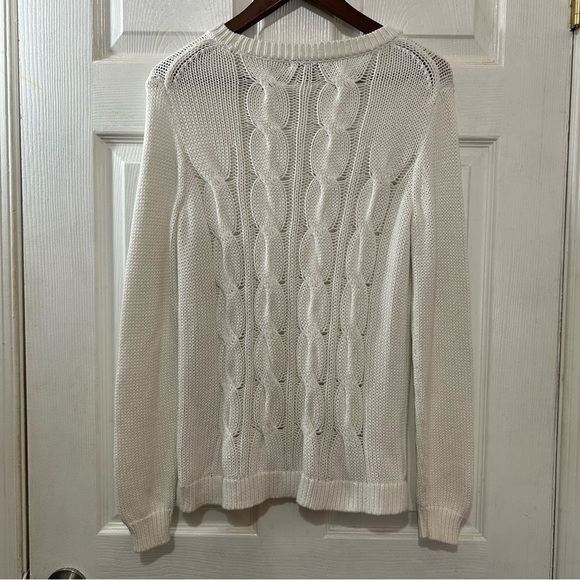 J.Crew Fisherman Cable Knit Sweater Women's White Size Small - Picture 2 of 8